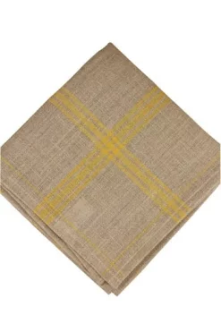Torchon à Broder Lin Naturel Carreaux Jaune