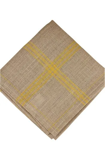 Torchon à Broder Lin Naturel Carreaux Jaune 1 Torchon à Broder Lin Naturel Carreaux Jaune