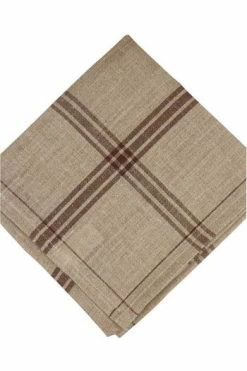 Torchon à Broder Lin Naturel Carreaux Marron