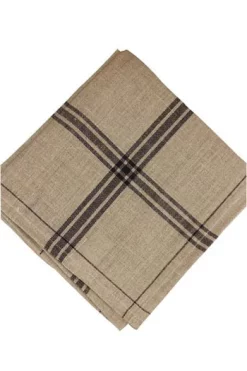 Torchon à Broder Lin Naturel Carreaux Noir