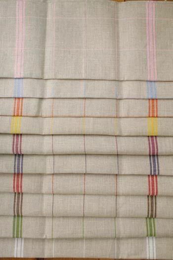 Torchon à Broder Lin Naturel Carreaux Prune 3 Torchon à Broder Lin Naturel Carreaux Prune – Image 3