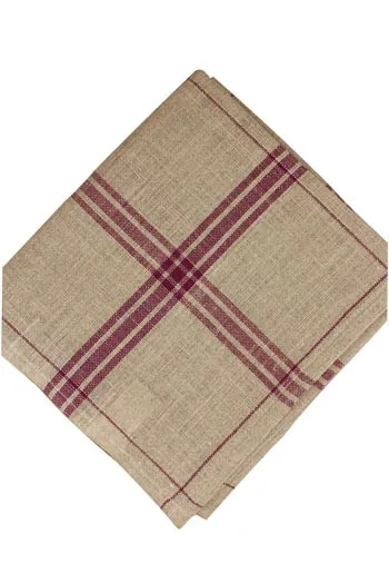 Torchon à Broder Lin Naturel Carreaux Prune 1 Torchon à Broder Lin Naturel Carreaux Prune