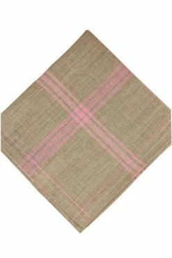 Torchon à Broder Lin Naturel Carreaux Rose
