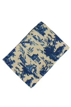 Torchon Coton Toile De Jouy Bleue