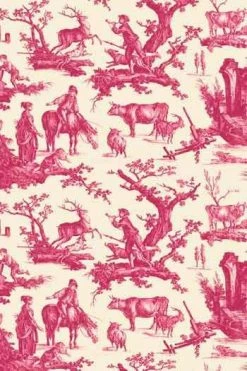 Torchon Coton Toile De Jouy Rose -artisanat Soldes Magasin torchon coton toile de jouy rose 2