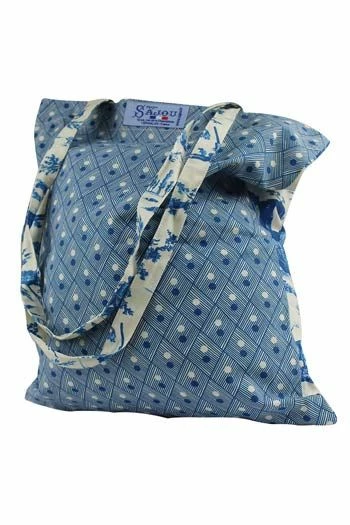 Tote Bag Toile De Jouy Plaisirs Bleu 2 Tote Bag Toile De Jouy Plaisirs Bleu – Image 2