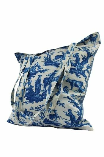Tote Bag Toile De Jouy Plaisirs Bleu 1 Tote Bag Toile De Jouy Plaisirs Bleu