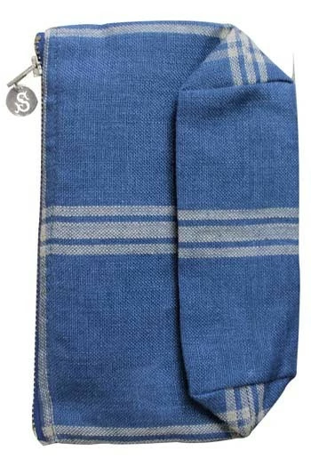 Trousse Lin Carreaux Naturel/bleu 2 Trousse Lin Carreaux Naturel/bleu – Image 2