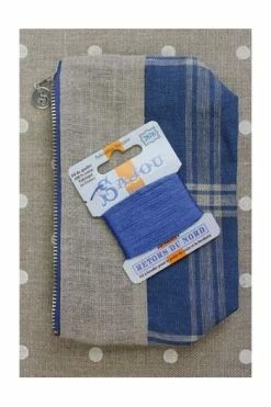 Trousse Lin Carreaux Naturel/bleu 8 Trousse Lin Carreaux Naturel/bleu -artisanat Soldes Magasin trousse lin carreaux naturel bleu 3