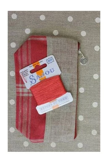 Trousse Lin Carreaux Naturel/rouge 4 Trousse Lin Carreaux Naturel/rouge – Image 4