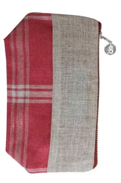 Trousse Lin Carreaux Naturel/rouge